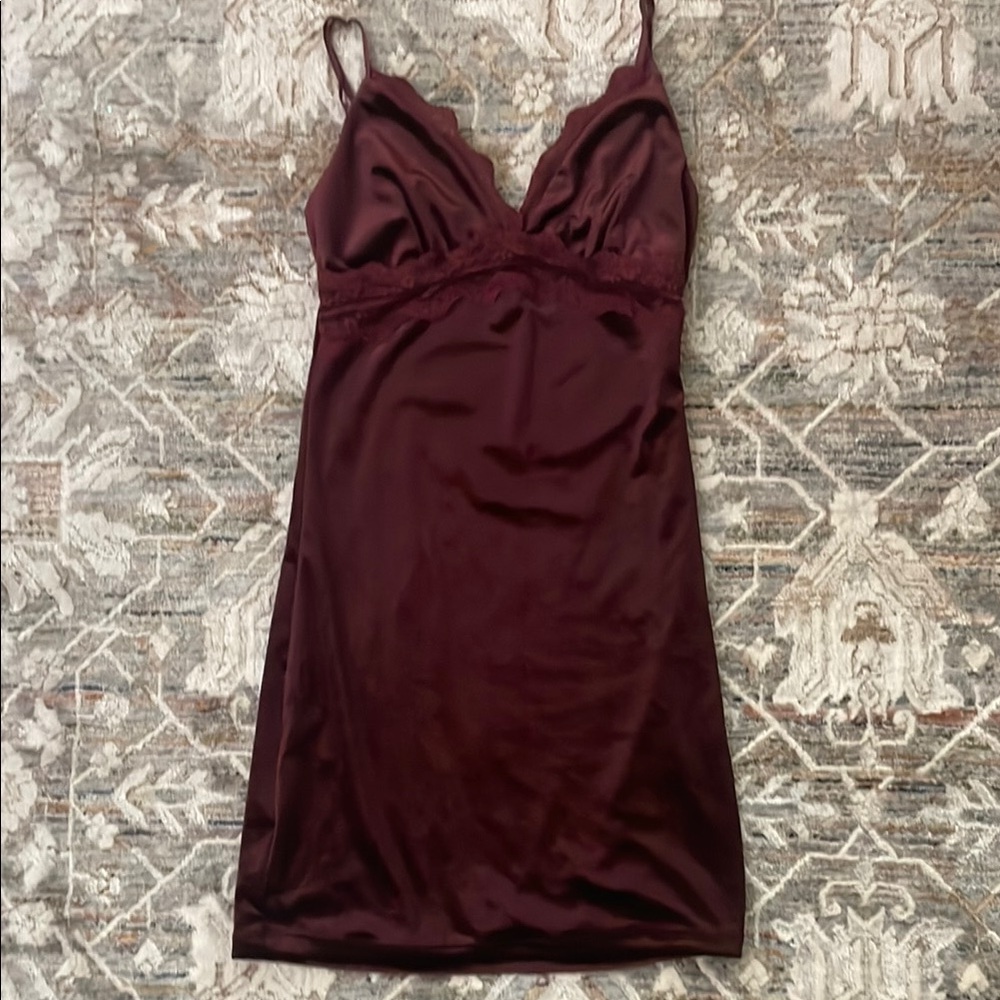 Wine red velvet mini dress